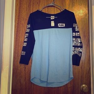 Pink sweater with pink glitter (M)